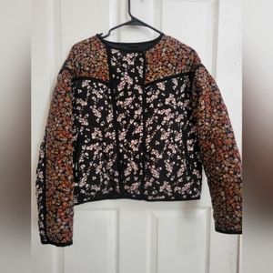 Zara kids jacket quilt flowered print Sz 13/14 NWOT